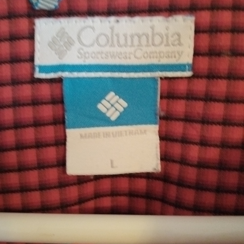 Men's Columbia Red Plaid Button Down Shirt Size Large - Picture 3 of 5